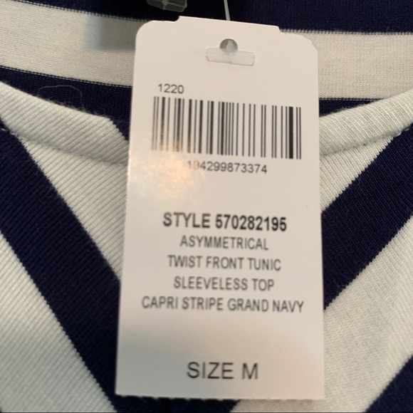 Soma Asymmetrical Twist Front Striped Tunic Top NWT Medium - Picture 6 of 8